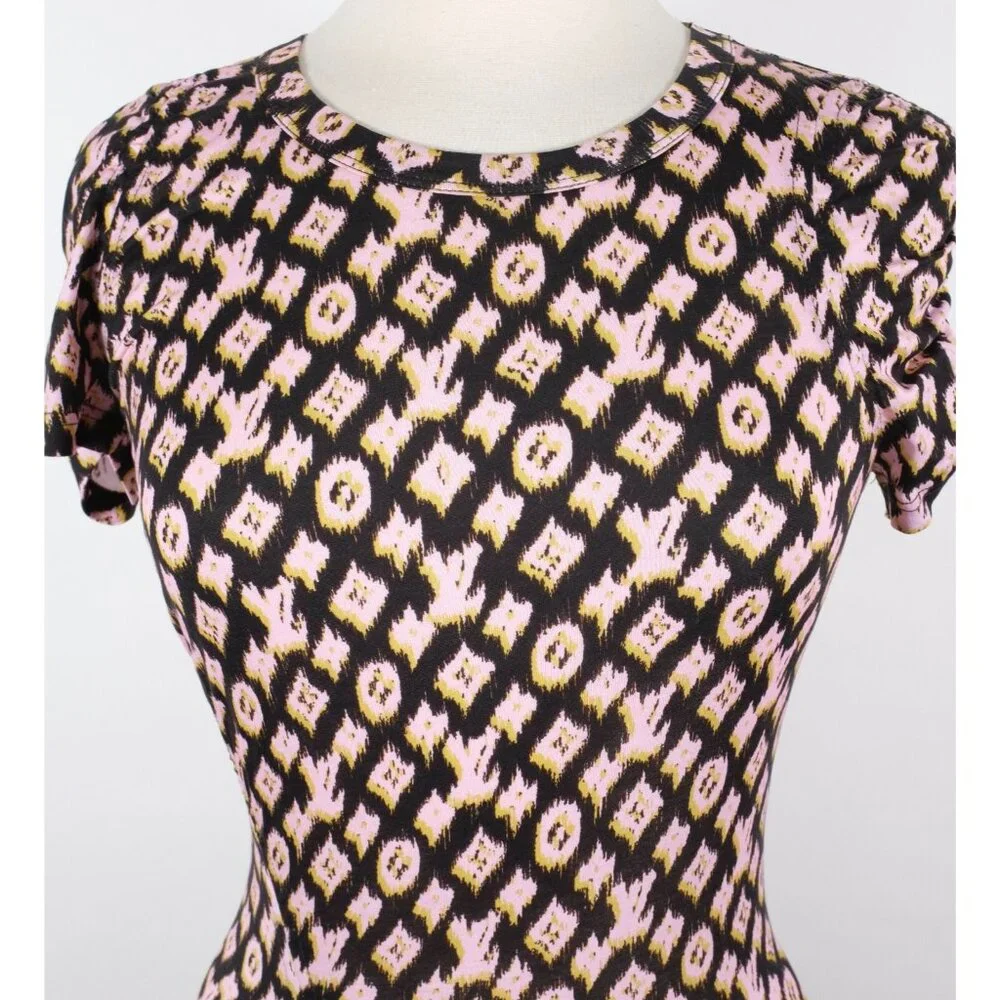 Louis Vuitton by Marc Jacobs dress top sz S stretch LV monogram bodycon pink - Picture 5 of 16